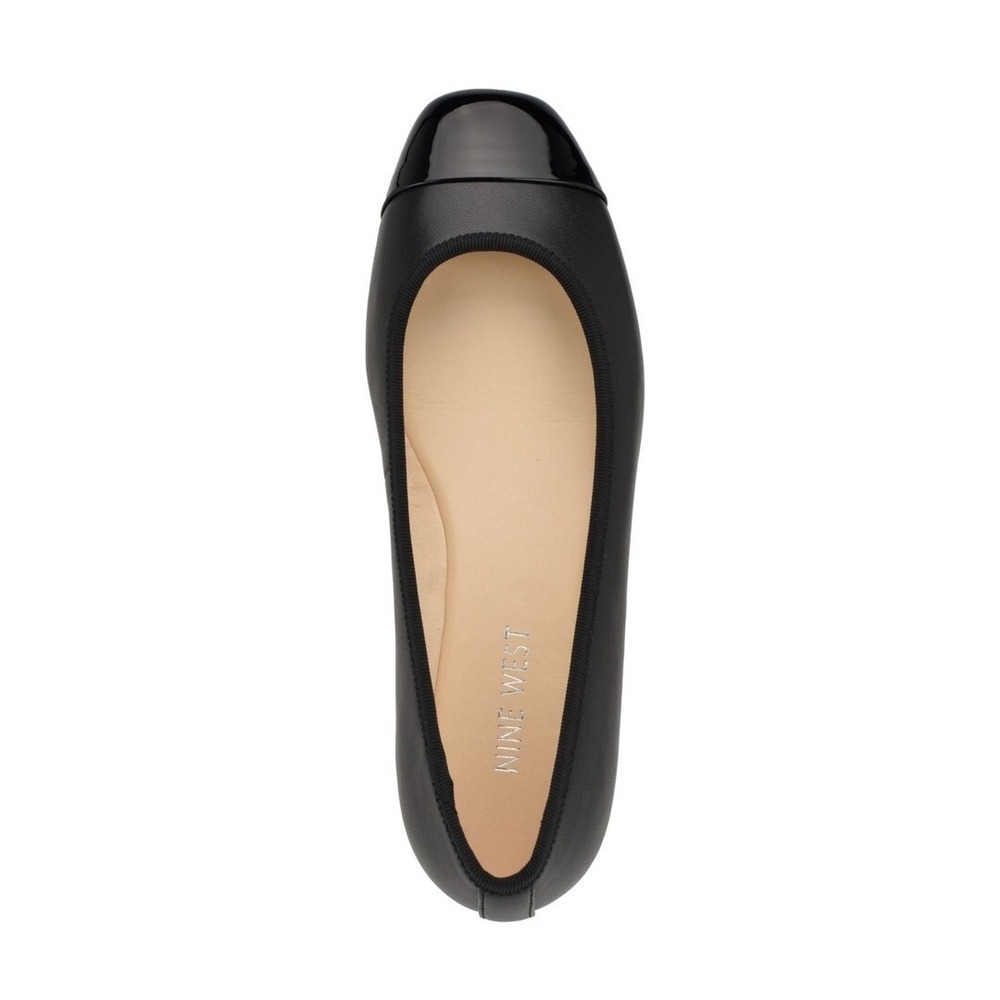 Nine West Women Sz 7 Black Teland Slip-On Cap Toe‎ Ballet Flats $80